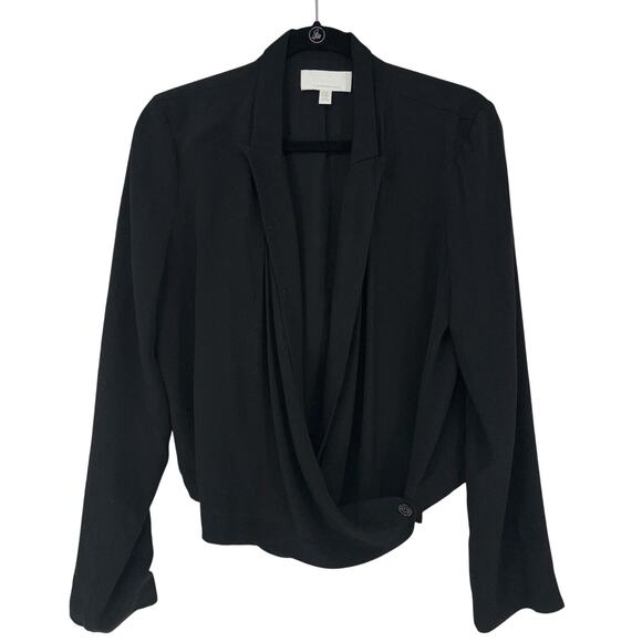 Anthropologie Ettitwa Cardigan Blazer Crop Draped Jacket Black Size 10 Preppy - Picture 1 of 9
